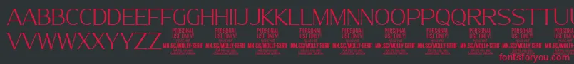MollySerifN Th PERSONAL-Schriftart – Rote Schriften auf schwarzem Hintergrund