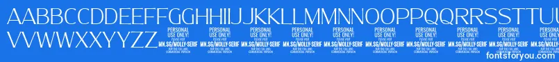 MollySerifN Th PERSONAL-Schriftart – Weiße Schriften auf blauem Hintergrund