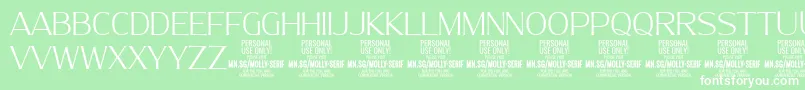 MollySerifN Th PERSONAL Font – White Fonts on Green Background