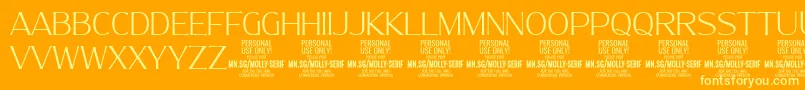 MollySerifN Th PERSONAL-Schriftart – Gelbe Schriften auf orangefarbenem Hintergrund