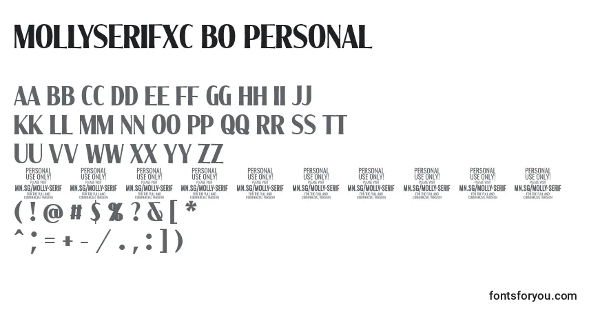 A fonte MollySerifXC Bo PERSONAL – alfabeto, números, caracteres especiais