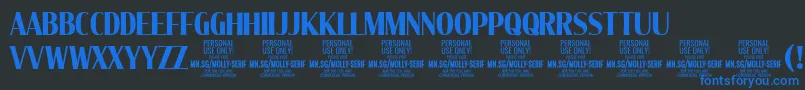 MollySerifXC Bo PERSONAL-Schriftart – Blaue Schriften auf schwarzem Hintergrund