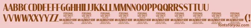 MollySerifXC Bo PERSONAL Font – Brown Fonts on Pink Background