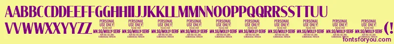 MollySerifXC Bo PERSONAL Font – Purple Fonts on Yellow Background