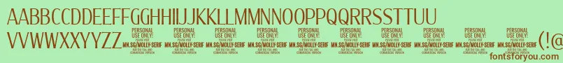 MollySerifXC Li PERSONAL Font – Brown Fonts on Green Background