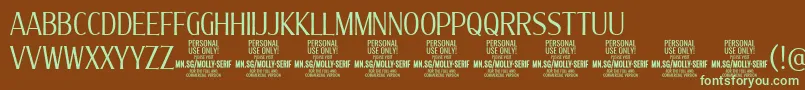 MollySerifXC Li PERSONAL Font – Green Fonts on Brown Background