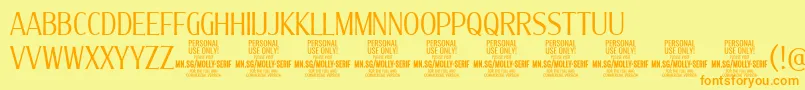 MollySerifXC Li PERSONAL Font – Orange Fonts on Yellow Background