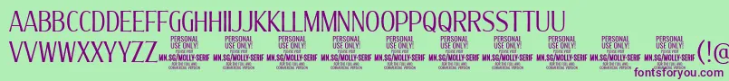 MollySerifXC Li PERSONAL Font – Purple Fonts on Green Background