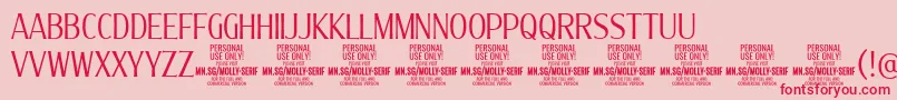 MollySerifXC Li PERSONAL-Schriftart – Rote Schriften auf rosa Hintergrund