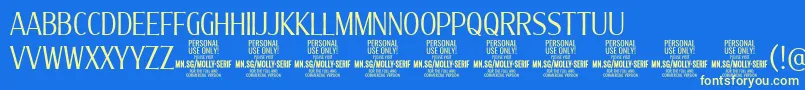 MollySerifXC Li PERSONAL Font – Yellow Fonts on Blue Background