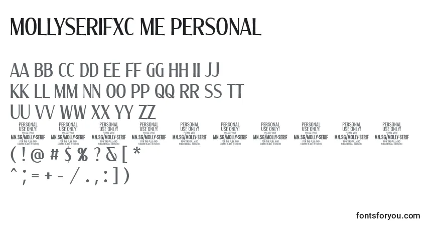 A fonte MollySerifXC Me PERSONAL – alfabeto, números, caracteres especiais