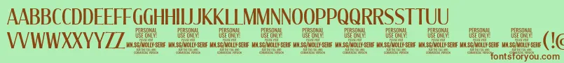 MollySerifXC Me PERSONAL Font – Brown Fonts on Green Background