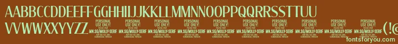 MollySerifXC Me PERSONAL Font – Green Fonts on Brown Background