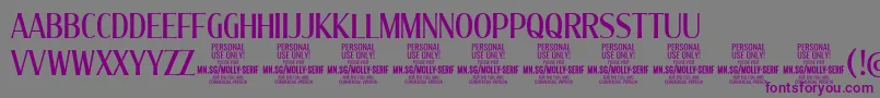 フォントMollySerifXC Me PERSONAL – 紫色のフォント、灰色の背景