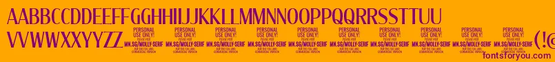 フォントMollySerifXC Me PERSONAL – オレンジの背景に紫のフォント