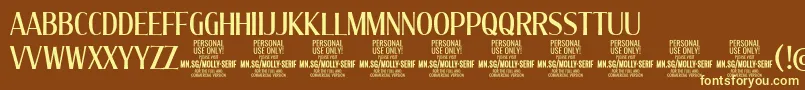 MollySerifXC Me PERSONAL Font – Yellow Fonts on Brown Background