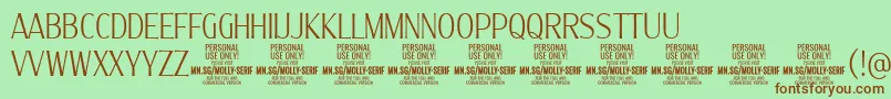 MollySerifXC Th PERSONAL Font – Brown Fonts on Green Background