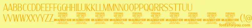 MollySerifXC Th PERSONAL Font – Orange Fonts on Yellow Background