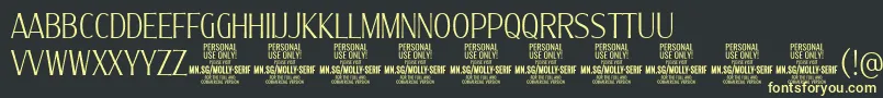 MollySerifXC Th PERSONAL-Schriftart – Gelbe Schriften auf schwarzem Hintergrund