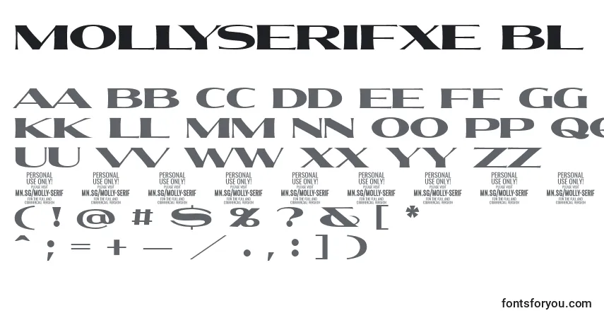 Czcionka MollySerifXE Bl PERSONAL – alfabet, cyfry, specjalne znaki