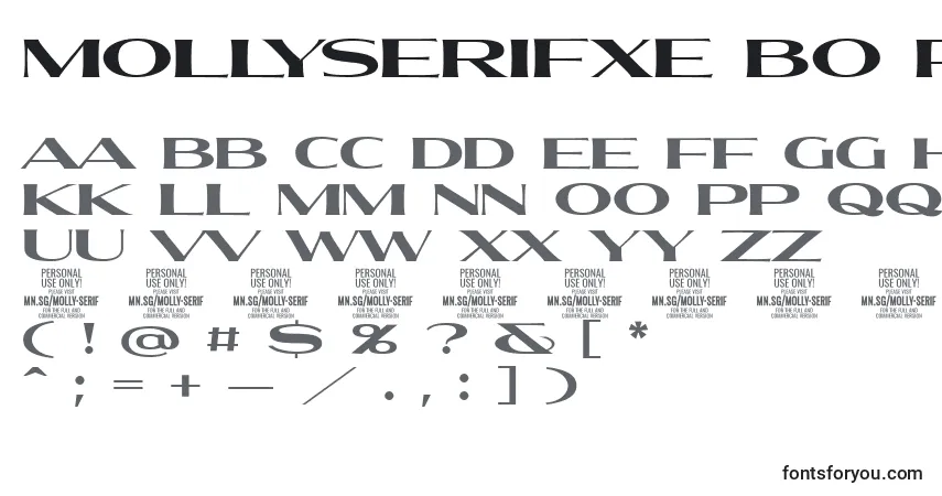 Czcionka MollySerifXE Bo PERSONAL – alfabet, cyfry, specjalne znaki