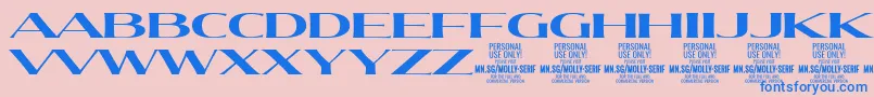 MollySerifXE Bo PERSONAL-Schriftart – Blaue Schriften auf rosa Hintergrund