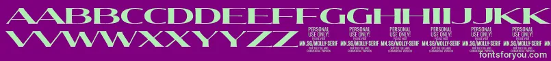 Weitere Informationen zur MollySerifXE Bo PERSONAL-Schriftart MollySerifXE Bo PERSONAL-Schriftart – Grüne Schriften auf violettem Hintergrund