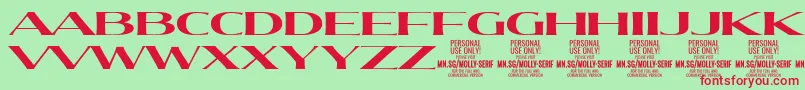 MollySerifXE Bo PERSONAL Font – Red Fonts on Green Background