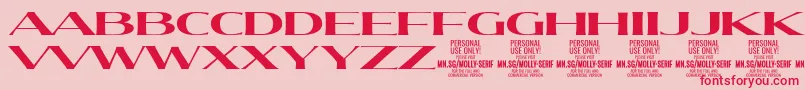 Fonte MollySerifXE Bo PERSONAL – fontes vermelhas em um fundo rosa