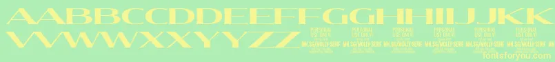 MollySerifXE Bo PERSONAL-Schriftart – Gelbe Schriften auf grünem Hintergrund
