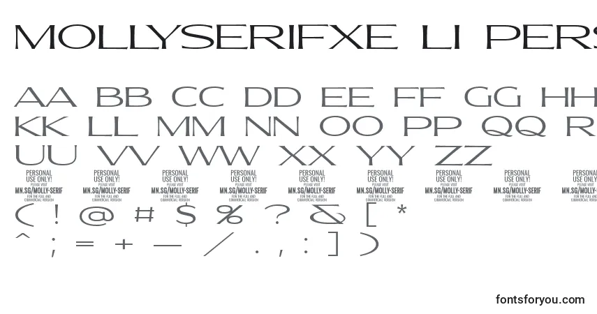 MollySerifXE Li PERSONALフォント–アルファベット、数字、特殊文字