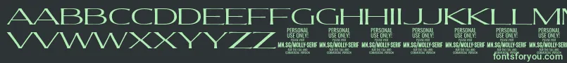 MollySerifXE Li PERSONAL-Schriftart – Grüne Schriften auf schwarzem Hintergrund