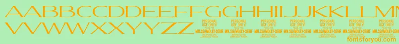 MollySerifXE Li PERSONAL Font – Orange Fonts on Green Background