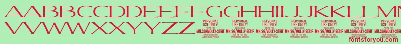 MollySerifXE Li PERSONAL Font – Red Fonts on Green Background