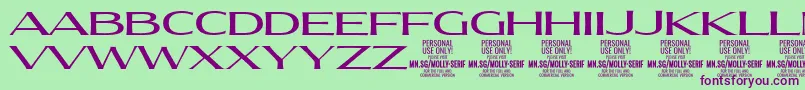 MollySerifXE Me PERSONAL Font – Purple Fonts on Green Background
