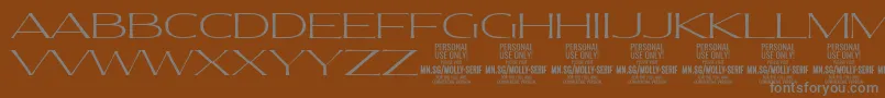 フォントMollySerifXE Th PERSONAL – 茶色の背景に灰色の文字