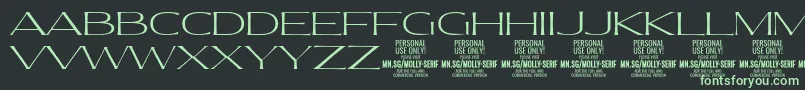 フォントMollySerifXE Th PERSONAL – 黒い背景に緑の文字