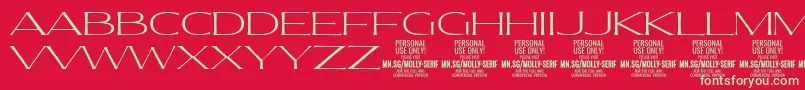 フォントMollySerifXE Th PERSONAL – 赤い背景に緑の文字