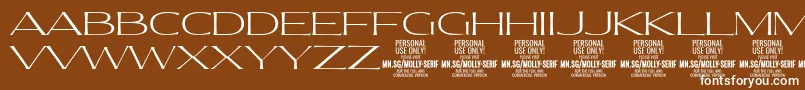 MollySerifXE Th PERSONAL-Schriftart – Weiße Schriften auf braunem Hintergrund