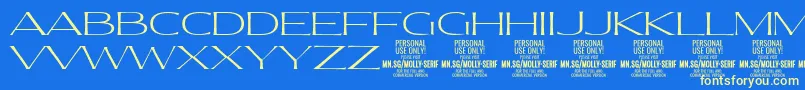 フォントMollySerifXE Th PERSONAL – 黄色の文字、青い背景