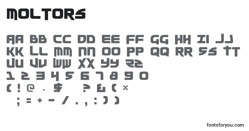 Schriftart Moltors (134729) – Alphabet, Zahlen, spezielle Symbole