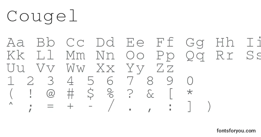 A fonte Cougel – alfabeto, números, caracteres especiais