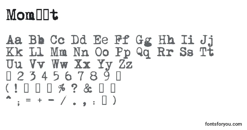 Czcionka MomРѕt    (134731) – alfabet, cyfry, specjalne znaki