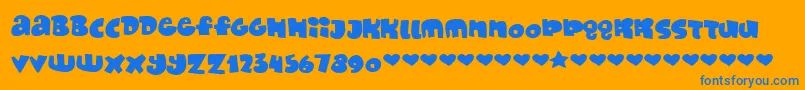 MONAFONT-Schriftart – Blaue Schriften auf orangefarbenem Hintergrund