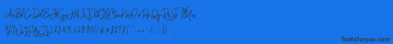 Monalisa Monoline Script-Schriftart – Schwarze Schriften auf blauem Hintergrund