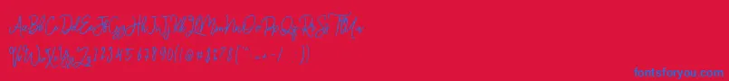 Monalisa Monoline Script Font – Blue Fonts on Red Background