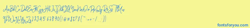 Monalisa Monoline Script Font – Blue Fonts on Yellow Background