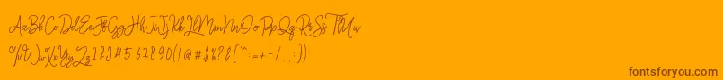 Monalisa Monoline Script Font – Brown Fonts on Orange Background