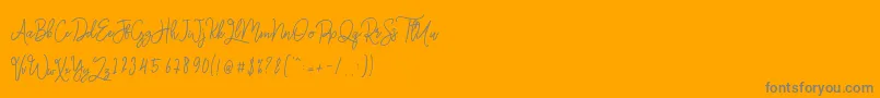 Monalisa Monoline Script-Schriftart – Graue Schriften auf orangefarbenem Hintergrund