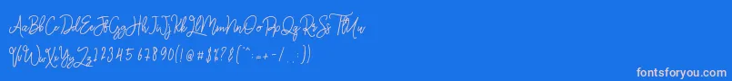 Monalisa Monoline Script-Schriftart – Rosa Schriften auf blauem Hintergrund